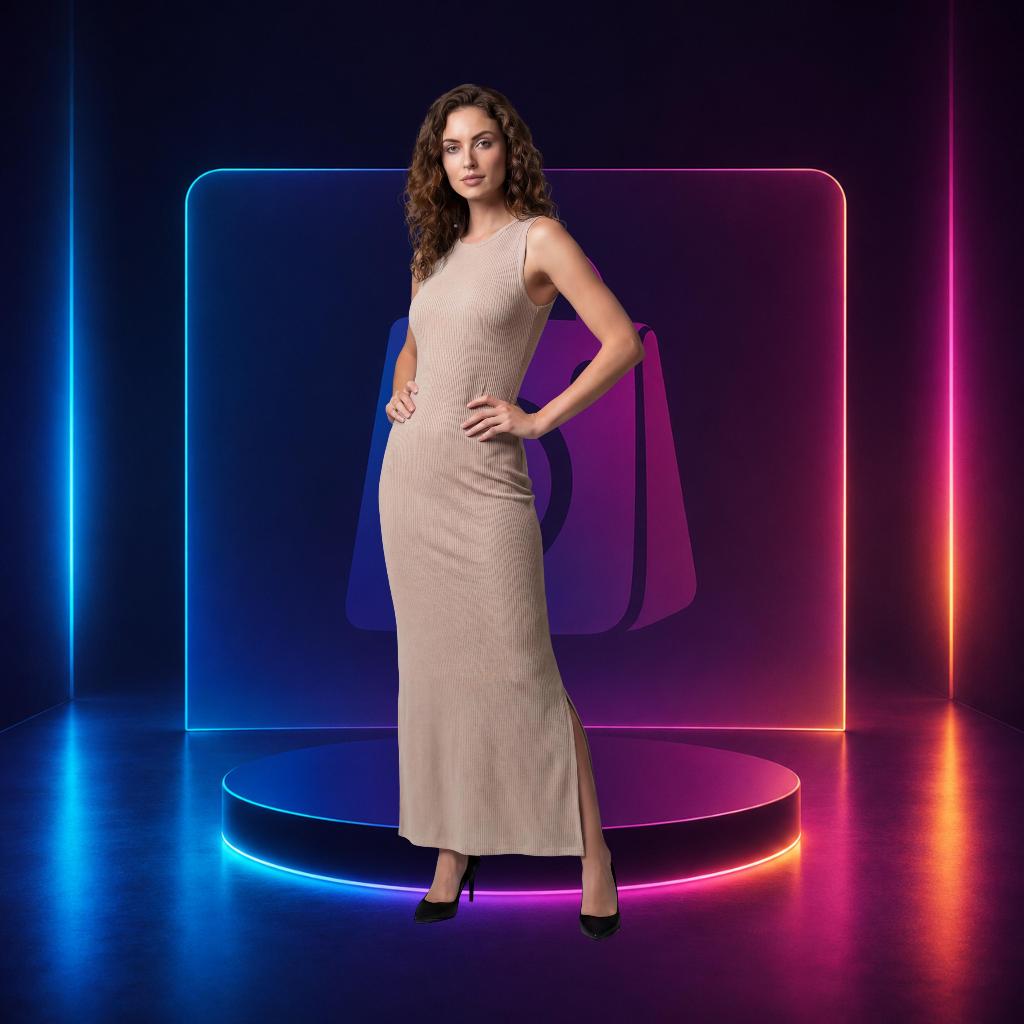 Vestido Longo com Fenda Lateral | Tecido Canelado Premium do P ao GG - Achadinhos da Dre