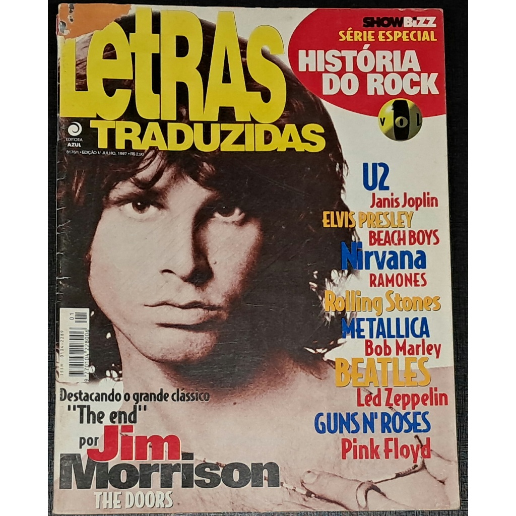 Revista Bizz Letras Traduzidas nº8176 Julho 1997 Rara Anos 90 The Doors Guns n' Roses Nirvana Bob Marley Led Zeppelin U2