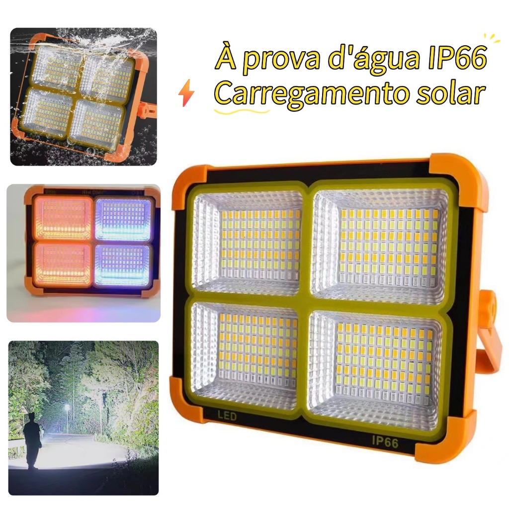 Refletor Solar LED Recarregável Iluminação de emergência Acampamento ao ar livre Luz portátil