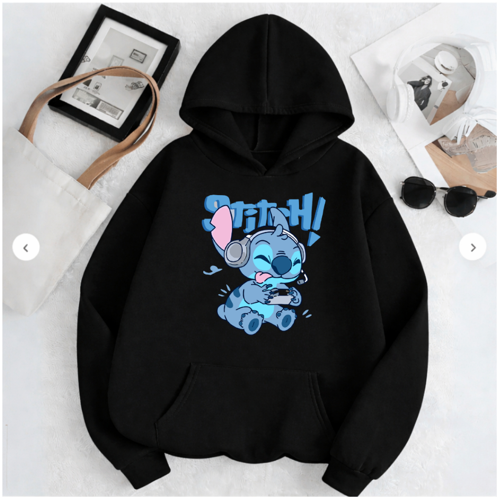 Blusa de Frio Infantil Stich Moletom Canguru Com Capuz Quentinho Confortável