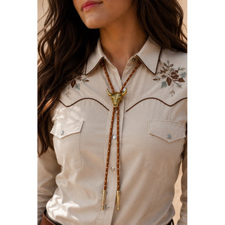 Chocker Colar Gravatinha Country cabeça de boi dourada e ponteira   🌵 Moda Boiadeira Gravatinha Unissex B16