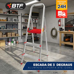 Escada Alumínio Tesoura Lar Lazer 3 Degraus Esc0062 Botafogo