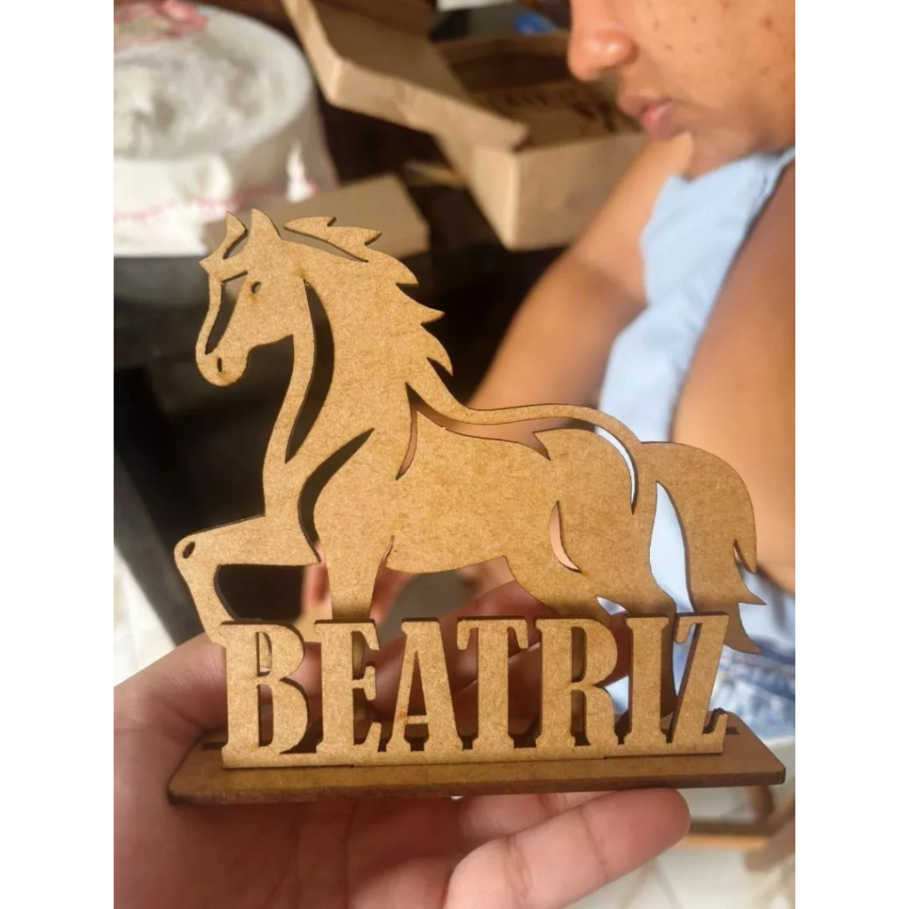 Lembrancinha Fazendinha Cavalo Texas Personalizado em Madeira MDF Centro de Mesa COM NOME