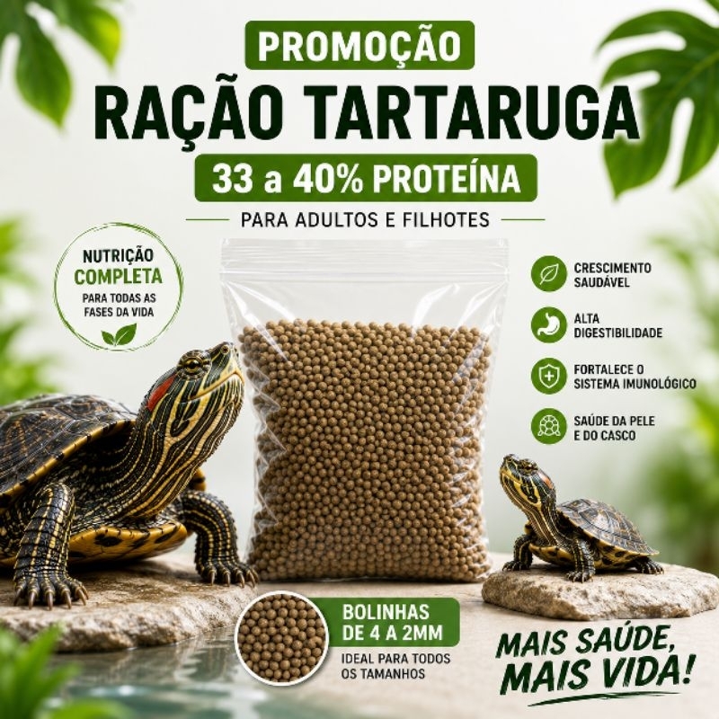 Ração Tartaruga Premium Adultos e Filhotes