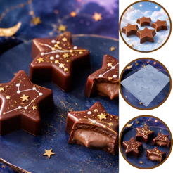 1~10 Forma Simples Bombom Estrela Grande 10024 em Acetato BWB Para Doces de Chocolate e Confeitaria (CHOCO)