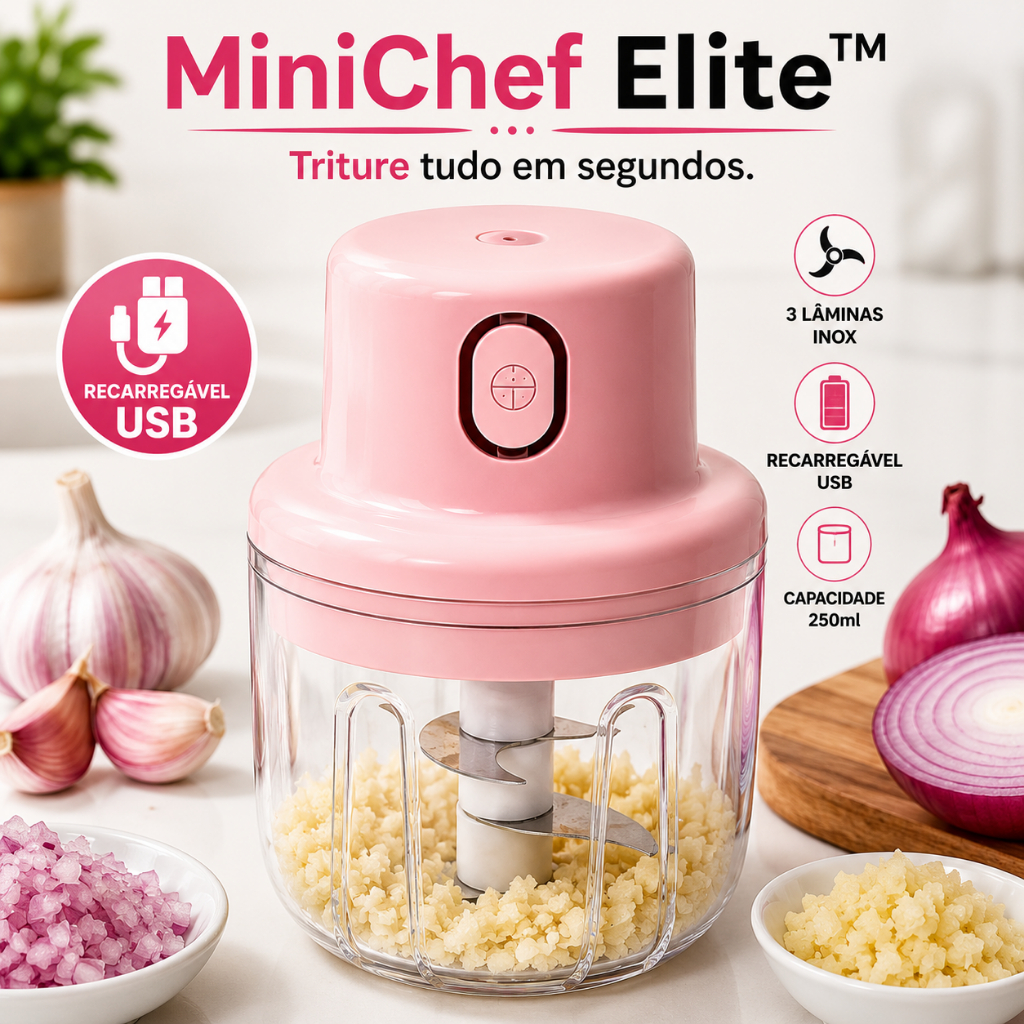 Mini Triturador Eletrico Portatil Livre Recarregavel Capacidade 250ml Laminas Inox