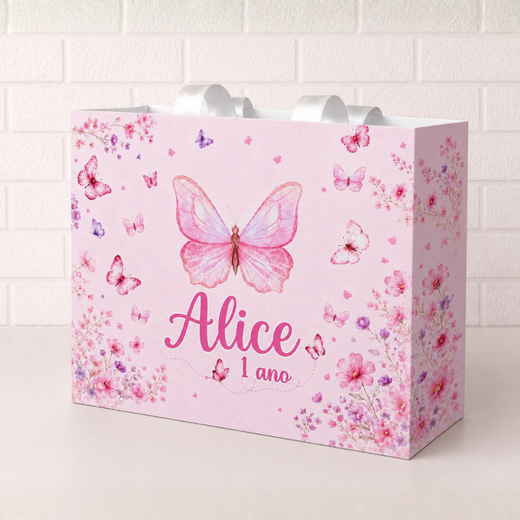 Sacolinha Personalizada Jardim das borboletas / Jardim encantado - Lembrancinhas - mimos - infantil