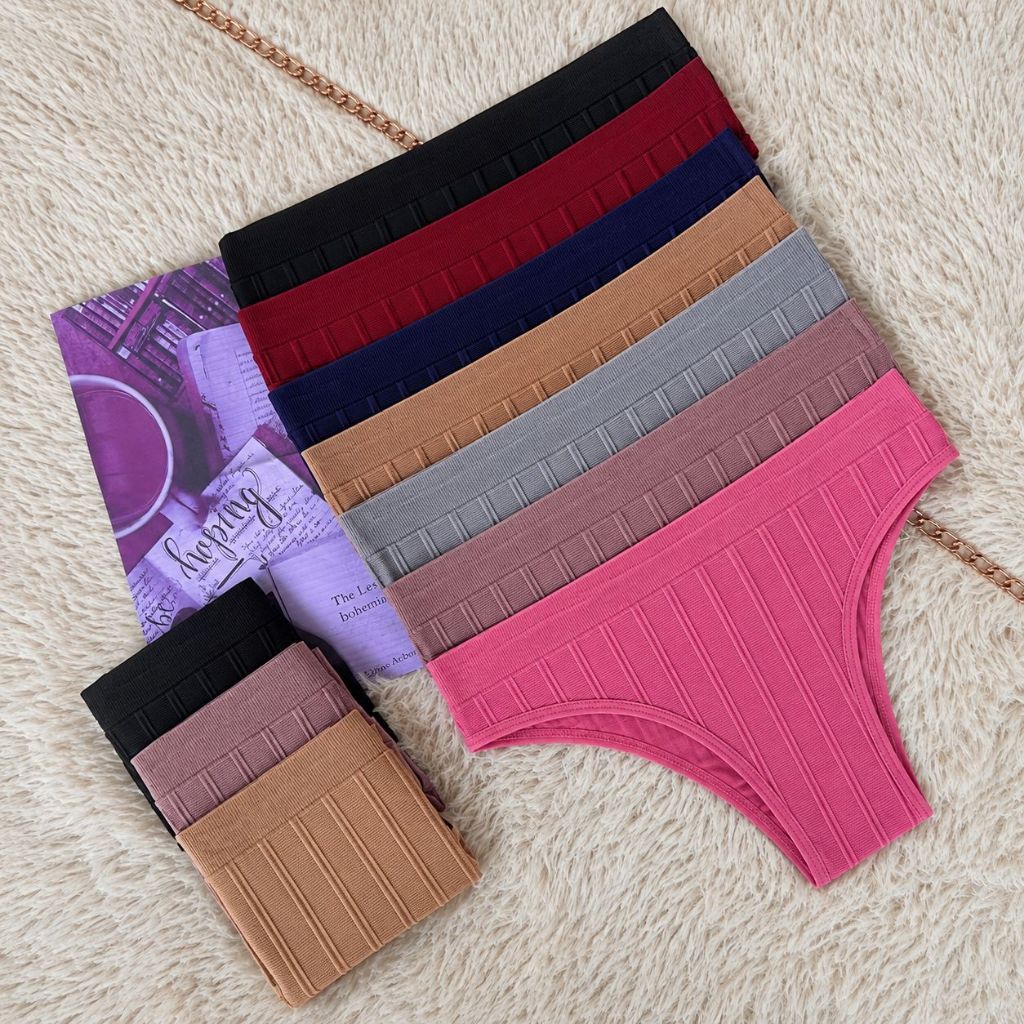 Kit 6 Calcinha Texturizada Alto Relevo Academia treino Premium Feminina Confortável Modelagem Tradicional