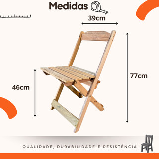 Kit 4 Cadeiras Dobrável Lanchonete Bar Madeira Nobre Natural
