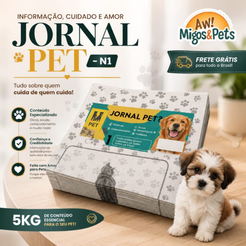 Jornal para Pet 2kg 120 Folhas Papel Limpo biodegradável