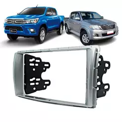 Moldura Painel 2 Din 2din Hilux 2012 2013 2014 2015 Prata