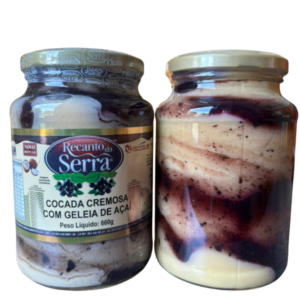 Cocada Cremosa Com Geleia Delicioso Recanto da Serra 660g Doce de Minas Uai Sabores