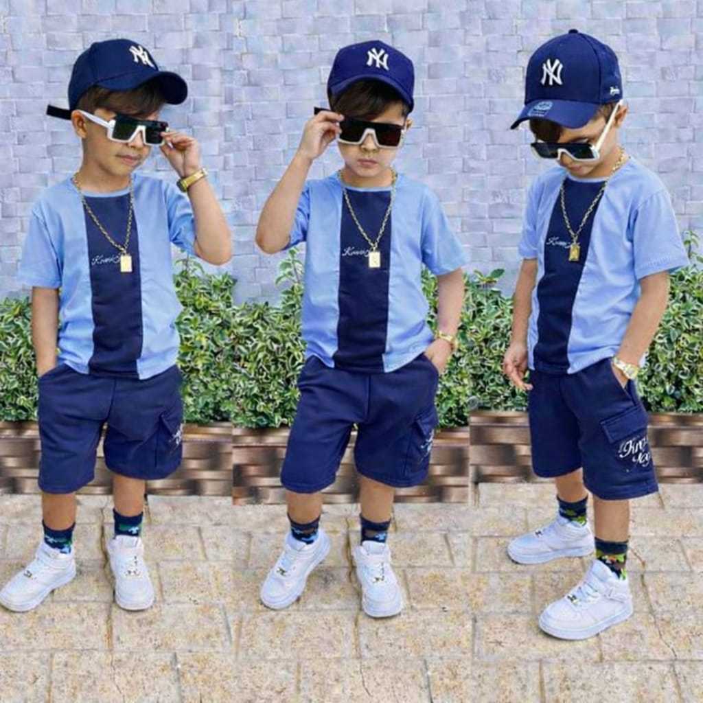Conjunto infantil masculino - Conjunto com 2 peças para meninos - Kit com camisa e bermuda meninos - Roupa estilosa 2026