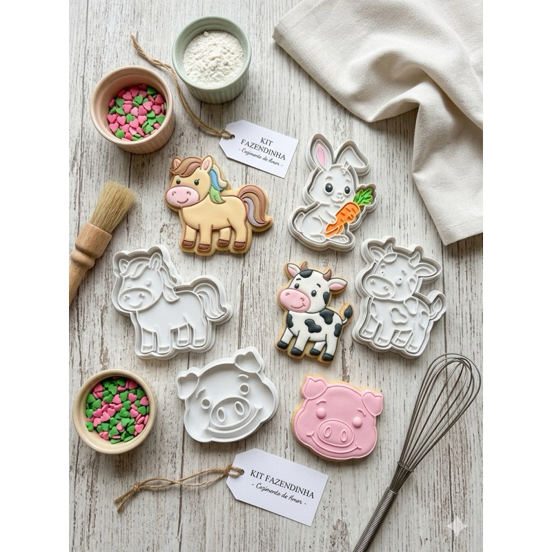 Kit 4 Cortadores de Biscoito Bichinhos em Impressão 3D