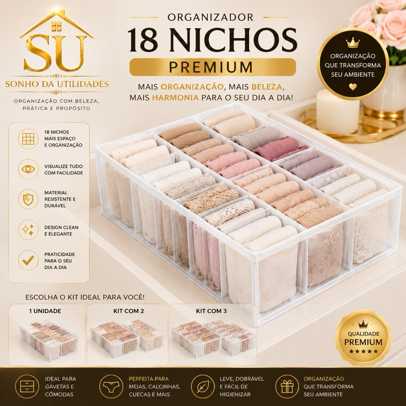 COLMEIA ORGANIZADORA PREMIUM 18 NICHOS – SU SONHO DA UTILIDADES