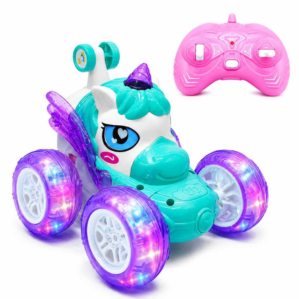 Carro Unicórnio USB Acrobático Brinquedo Com Som e Luz Gira 360º — imagem 2 de 2