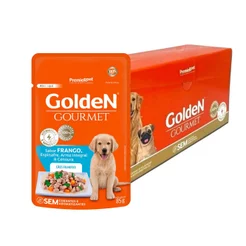 Kit 20 un Ração Úmida Sachê Golden Gourmet Cães Filhotes Frango 85g