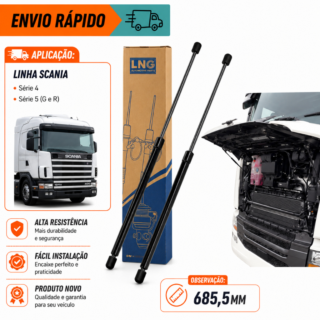 kit 2 Amortecedor Grade Frontal Série 4/ Série 5 G,R Cilindro Grade