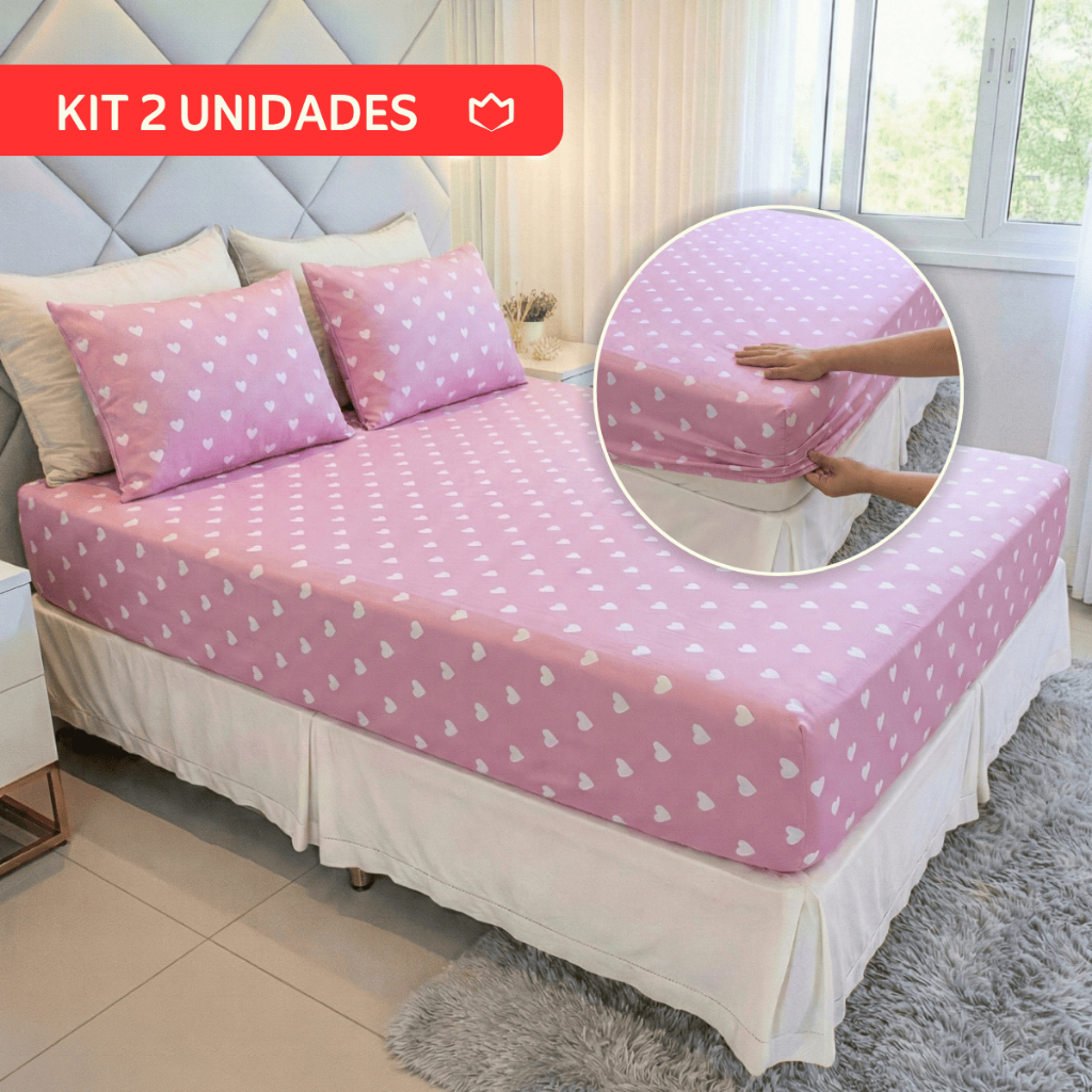 Kit 2 Jogo de Lençol Casal 3 Peças 100% Algodão Estampado Lençol de Malha Casal Com Elástico Macio