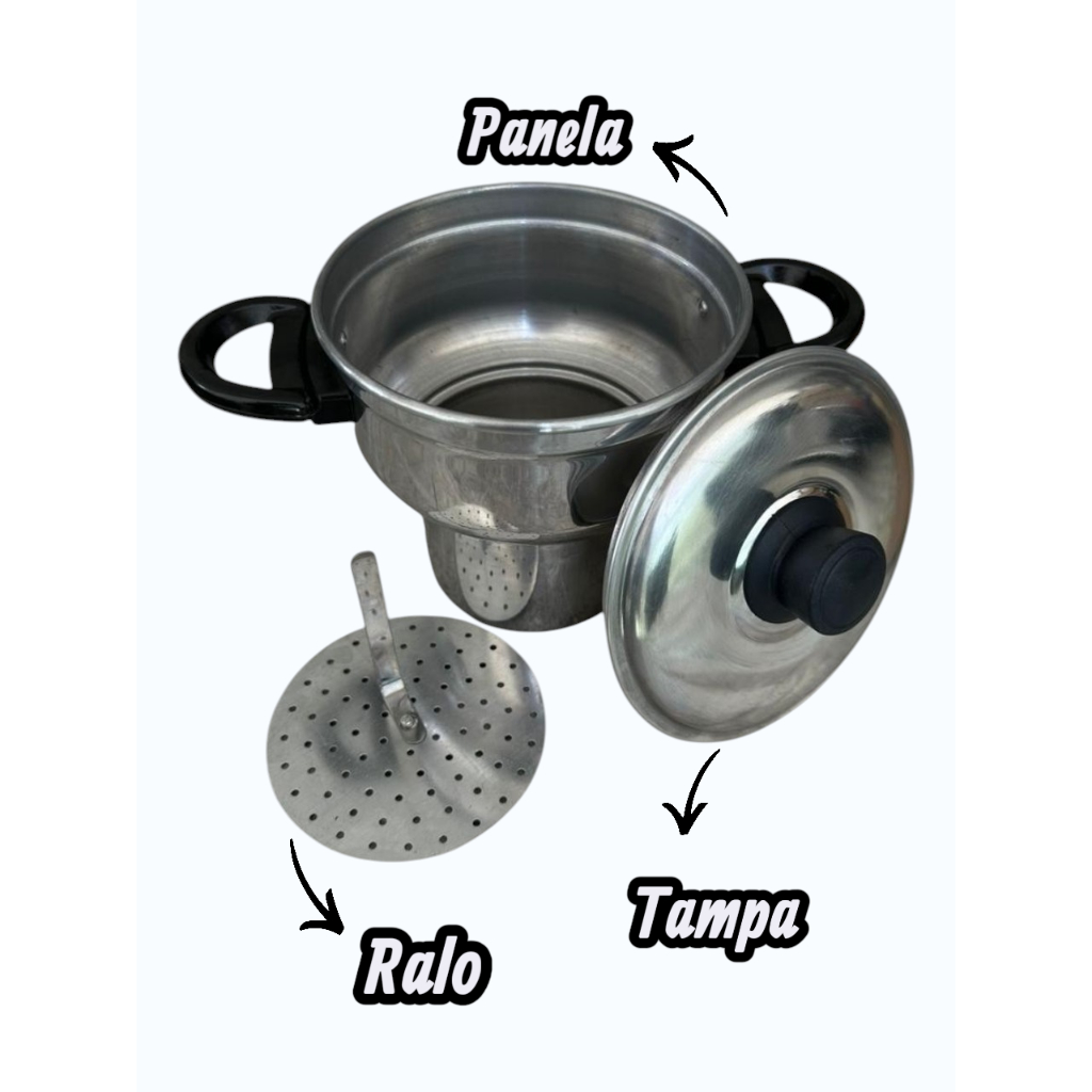 Cuscuzeira de Alumínio Polido 16cm Tampa de Alumínio Resistente e Pratico – Cuscuz Nordestino Perfeito