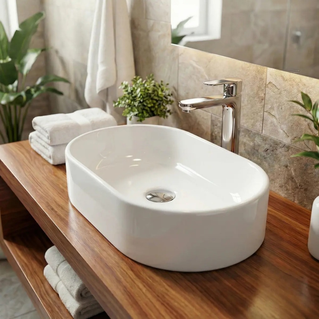 Cuba Pia De Sobrepor Para Banheiro Lavabo Lavatório Armário Gabinete Suspenso Oval Branca De Mármore Sintético 40x23