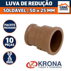Kit Com 10 Luva Reducao Soldavel 50x25mm Agua Fria 453 Krona