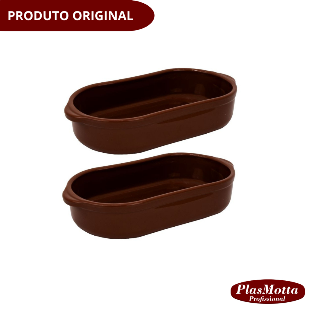 Kit 2 Travessa Oval Conjunto Plástico Resistente Servir Petisqueira Porções Cozinha Restaurante 24cm