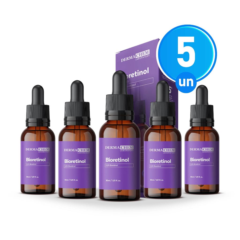 Kit 5 Sérum Anti Rugas Profundas Bioretinol 30ml Restaura e Firma a Pele Dermachem