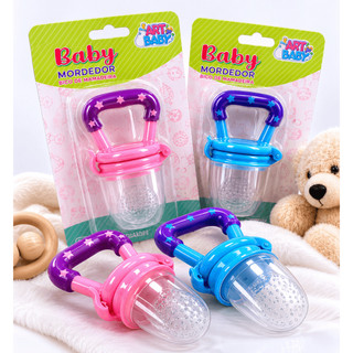 Chupeta Alimentadora Rosa Mordedora Bico Silicone Frutas Papinhas para Bebes Introdução Alimentar