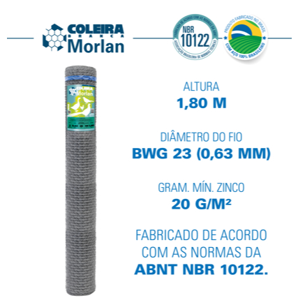 Tela Coleira Branca Morlan para Galinheiro 2x23x1,80m 50m