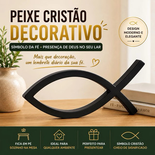 Peixe Cristão Decorativo de Mesa Símbolo da Fé Evangélica Decoração Religiosa