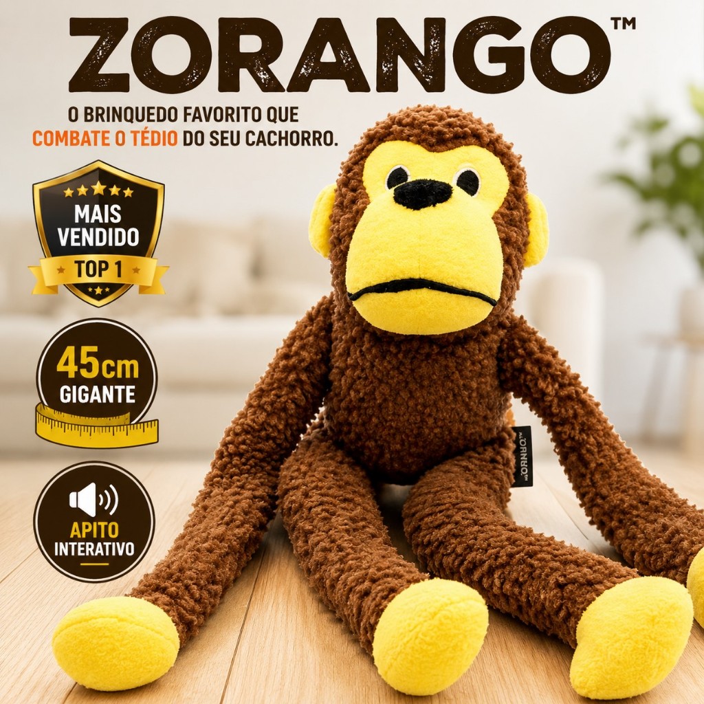 Brinquedo Pelúcia Macaco Para Cachorro Com Apito Interativo Resistente 45cm Anti Tédio Pet