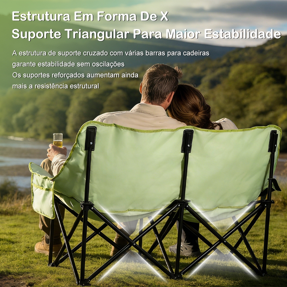 Cadeira Dobrável Alta JOYFOX Reforçada Até 250kg Portátil Oxford 600D + Bolsa para Praia Camping Jardim e Varanda
