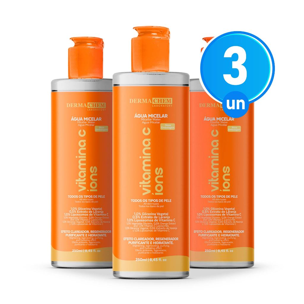 Kit 3 Água Micelar Vitamina C 250ml Dermachem