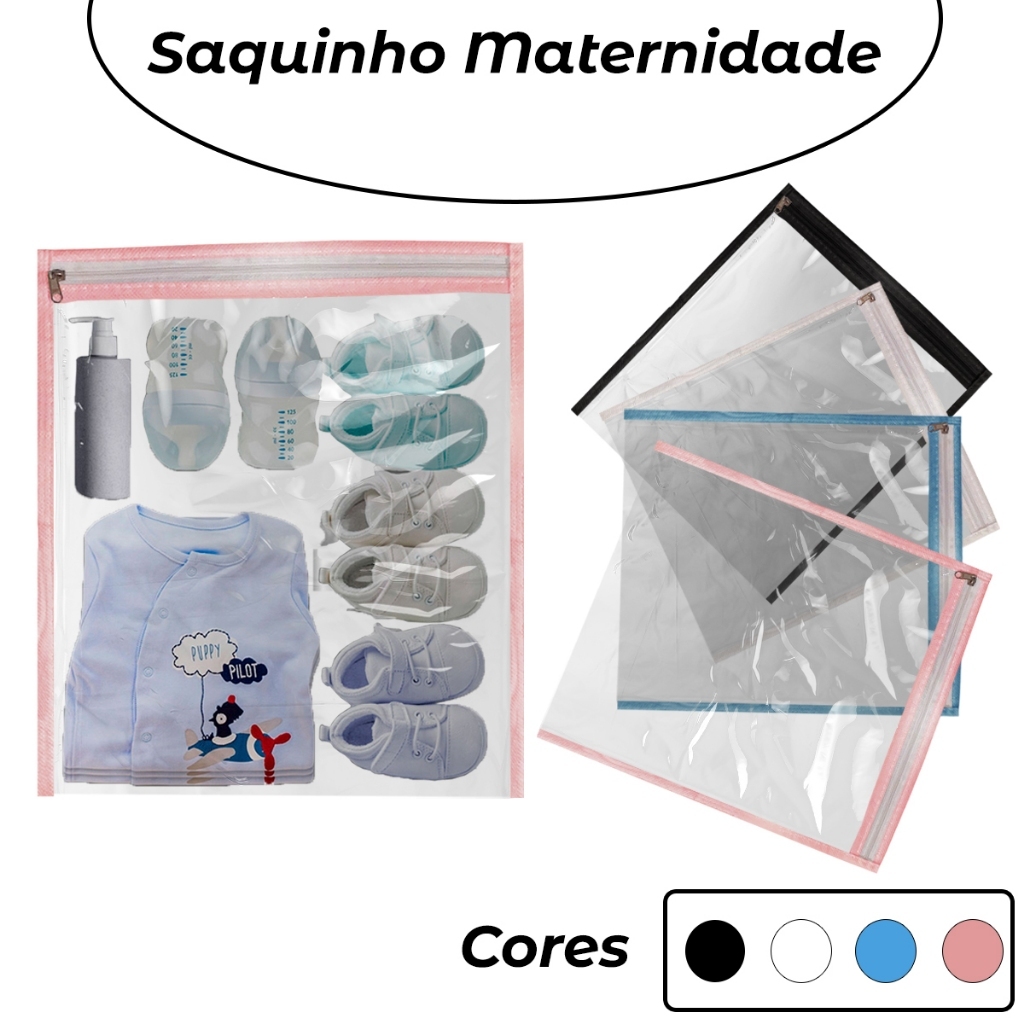 Kit Saco Organizador Maternidade Com Ziper Saquinho De Roupa Bebê Gestante Multiuso Mala Viagem