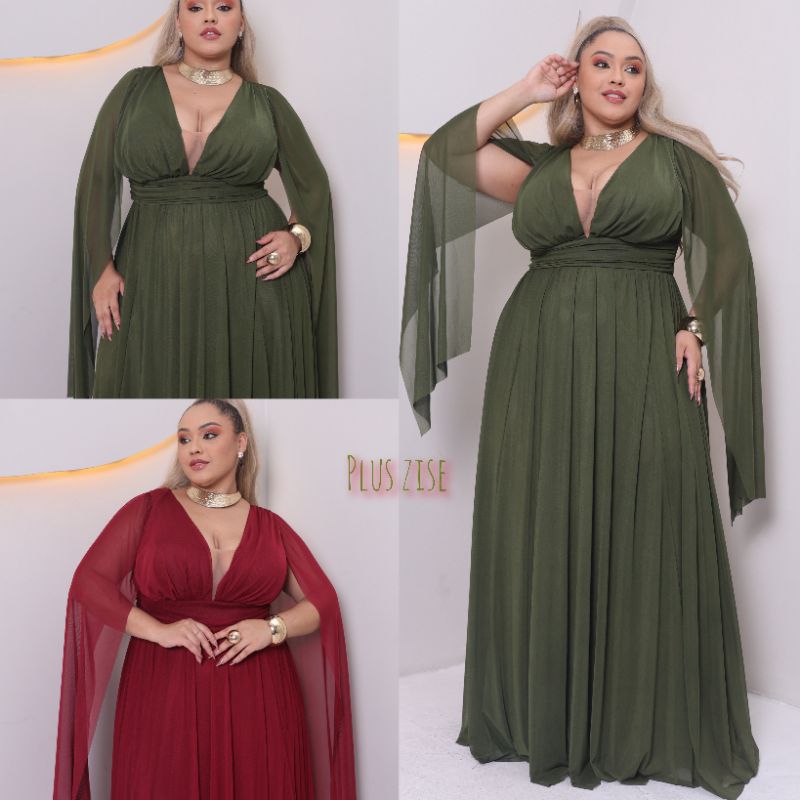 vestido para madrinhas de casamento plus zize tule lisso manga capa, fetas convidadas, para todas as ocasiões especiais.