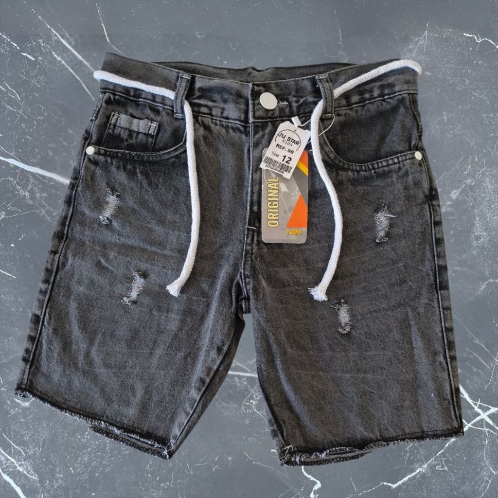 Bermuda Jeans Infantil Menino Veste Do 2 ao 16 Anos Lançamento Rasgada Juvenil  Premium