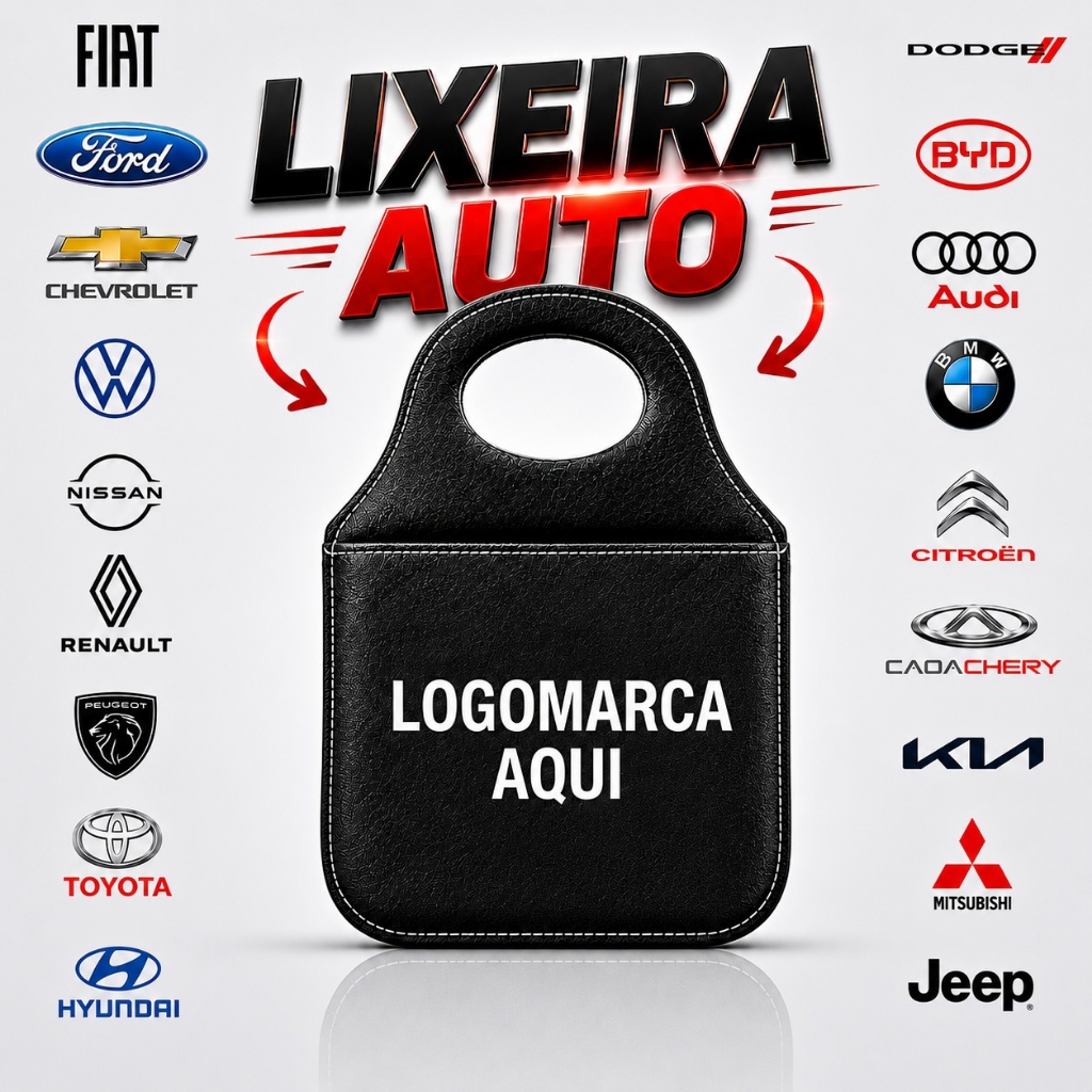 Lixeira Automotiva Porta Lixo Couro Reforçado Universal
