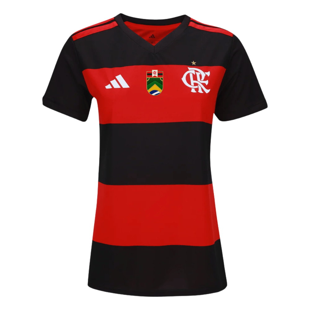 Manto Flamengo Feminina Fanshirt Jogo 1 Adidas 2026 + Patch Brasil