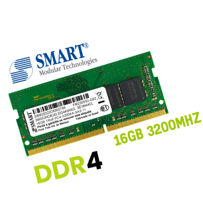 Memória Ram DDR4 16GB 3200MHZ para Notebooks 1X16 Smart Upgrade/Performance