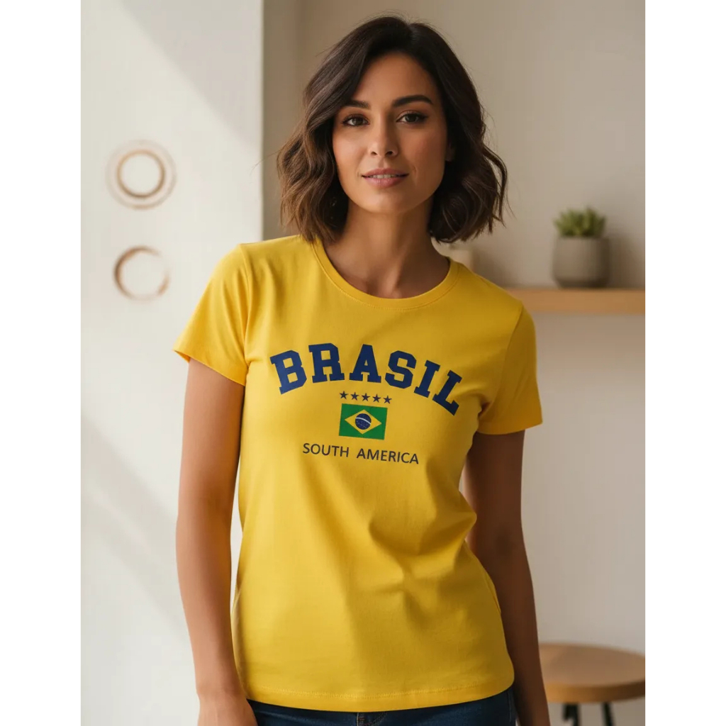 Camisetas Seleção Brasileira Copa Brasil Unissex Amarelo G