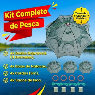Kit 4 Armadilha Covo Peixe Isca Viva Lambaris Camarões  8 FUROS