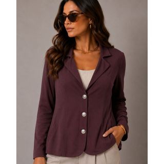 Blazer Feminino Bengaline Alfaiataria Acinturado Social Elegante Casual Moda Feminina