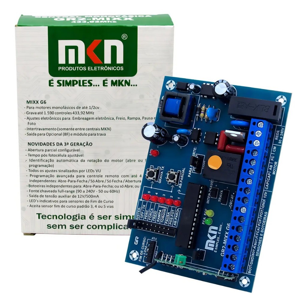 Central Placa Portão Automático MKN Modelo GR2-MIXX G-6 com Rampa