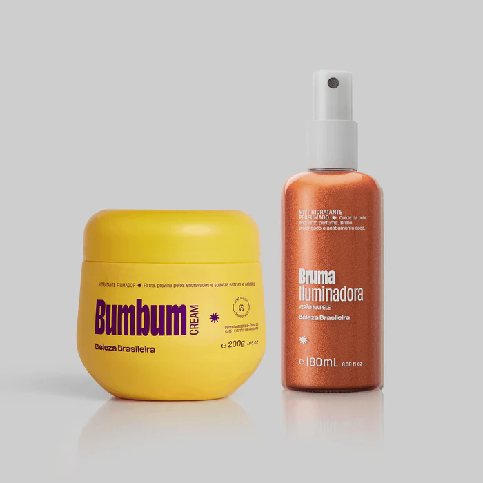 Duo Verão na Pele Bumbum Cream + Bruma Body Splash Hidratante com Brilho Glow