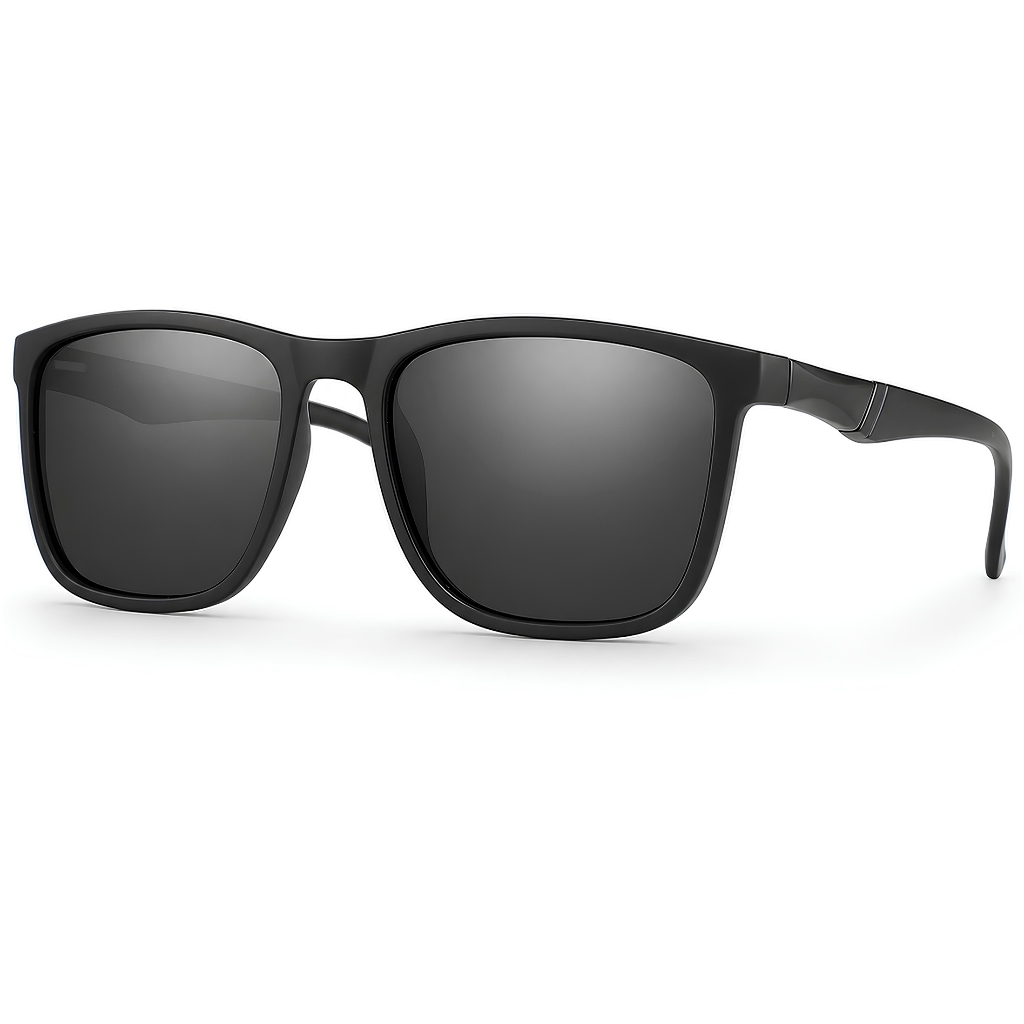 Óculos de Sol Masculino Com Lente Polarizada Proteção UV400 Preto Fosco Uso Casual Dia a Dia Esportes Dirigir VH 6377