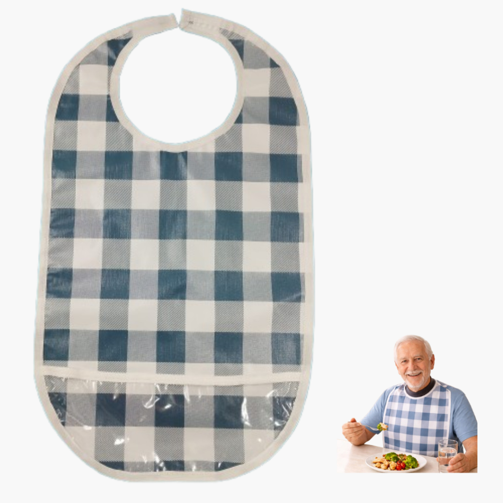 Babeiro Chesmate Azul p/adultos idosos, acamados ou saudáveis, material sintético