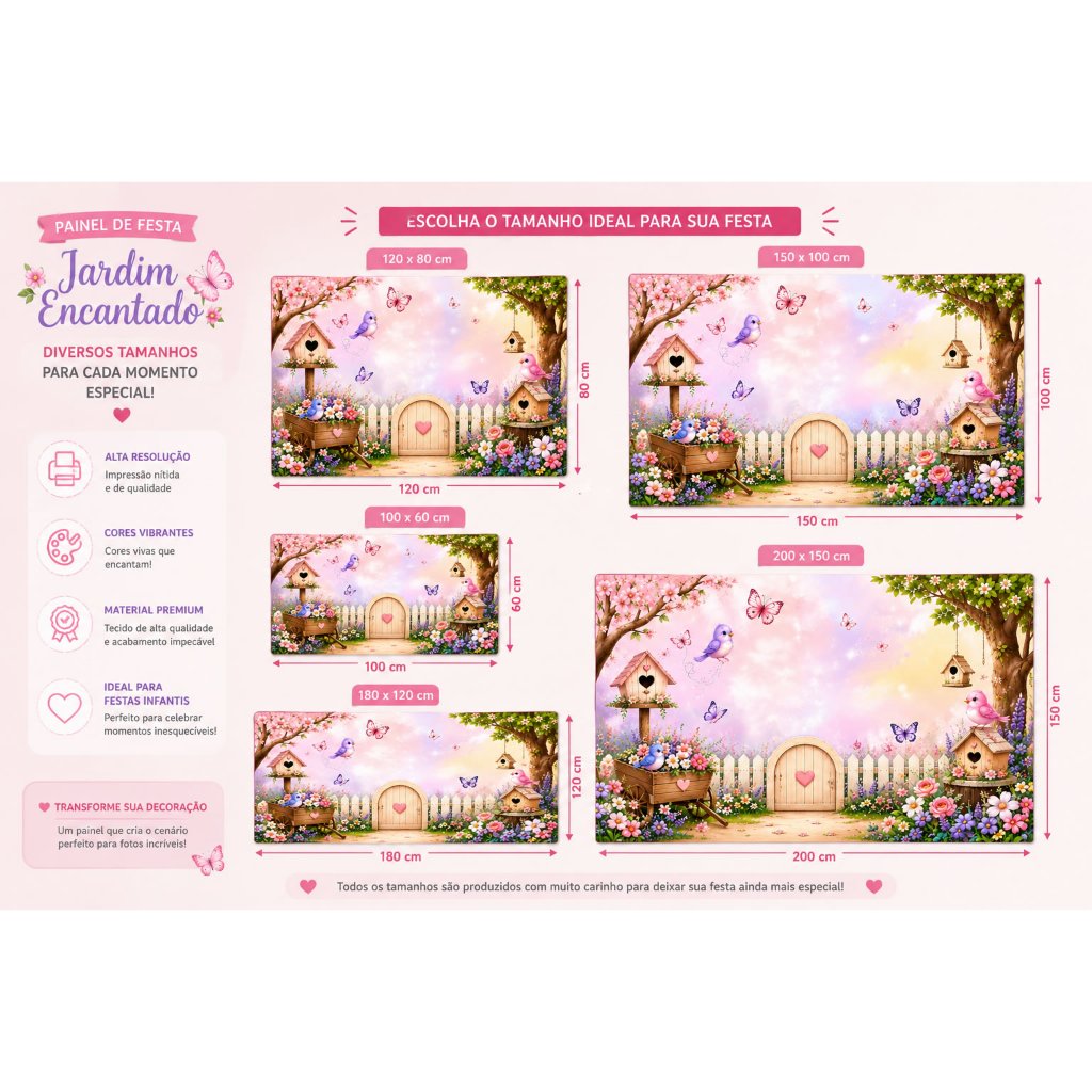 Painel de Festa Jardim Encantado Personalizado | Banner Infantil em Lona | Diversos Tamanhos — imagem 2 de 2