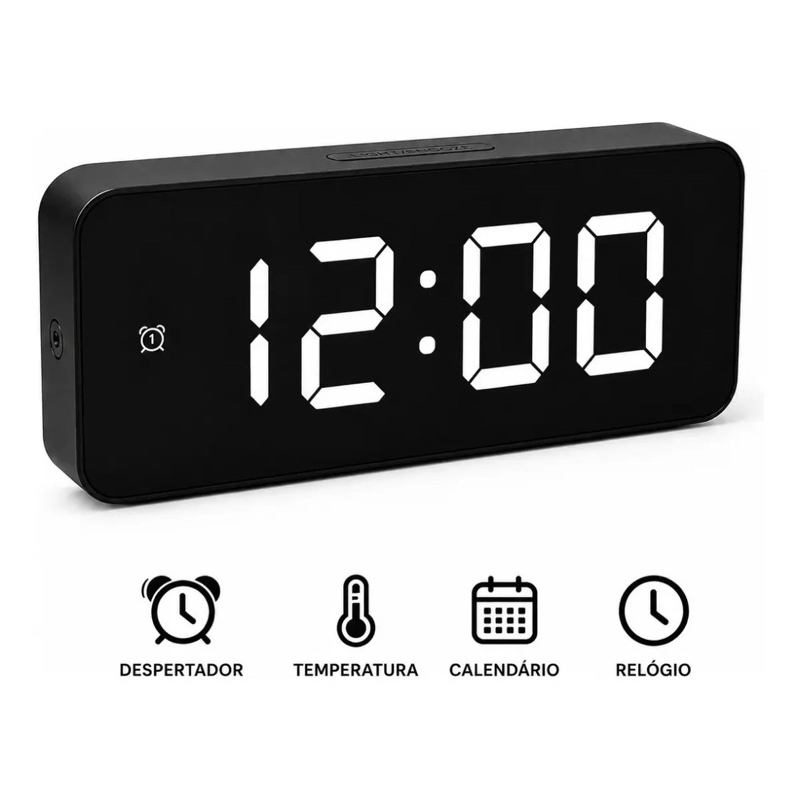 Despertador Relógio Digital De Mesa Led Com Temperatura E Data Cabo Usb Relogio Inteligente Cabeceira Quarto Sala⁠