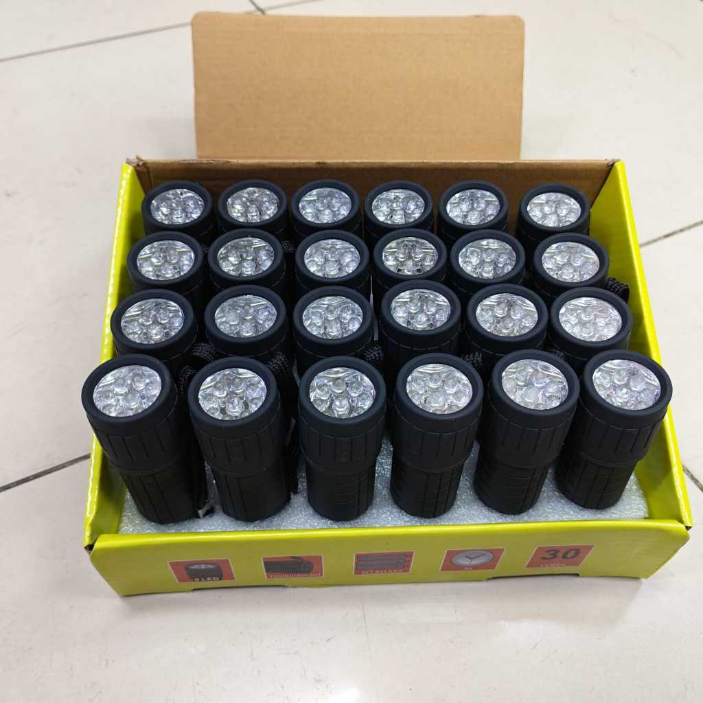 KIT 5 / 24 Lanterna de LED Pequena á Pilha Emborrachado Resistente á água - 0801